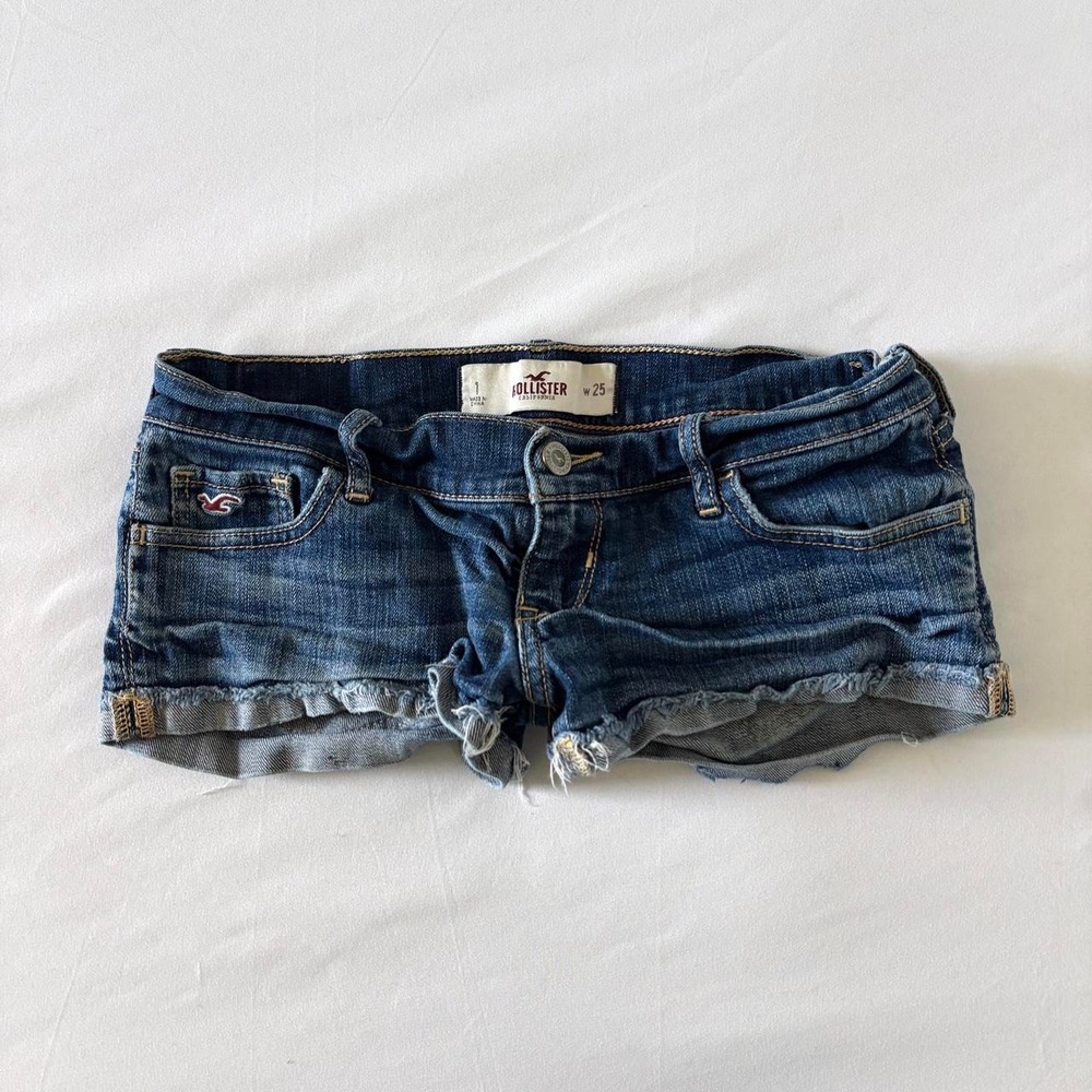 Hollister Low Rise Denim Mini Shorts Womens 1 Blue Y2K Vintage Micro